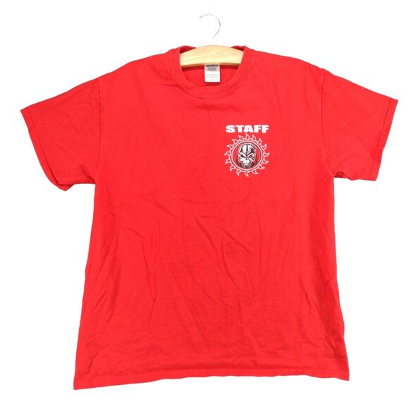 Adepticon Convention Staff T Shirt Men Size L Red Skull Wargaming 40K Mechanicus - Picture 1 of 14